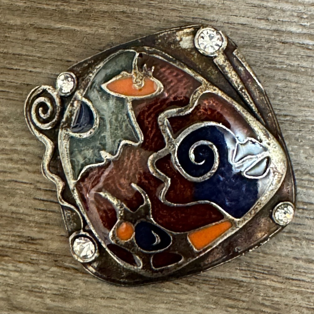 Enamelled art brooch